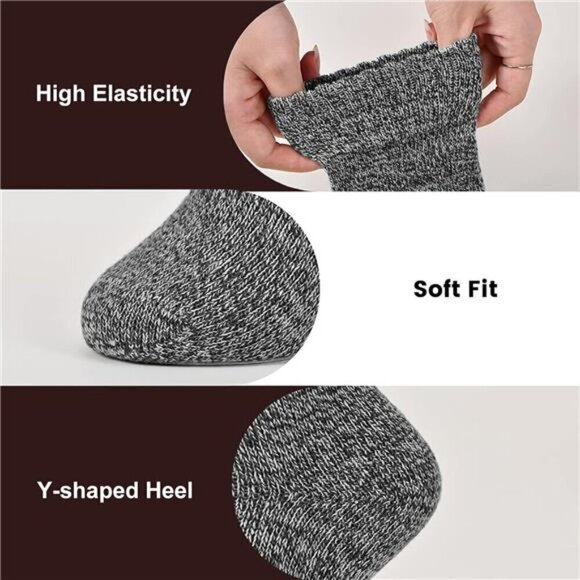 Wool Socks Men's Thick 5 Pairs Thermal Warm Winter Men Super Soft Cozy Boot Hike - Picture 5 of 7